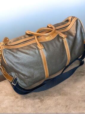 Vintage Pierre Balmain Paris Coated Canvas Duffle Weekender Bag